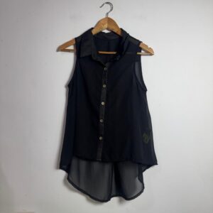 Camisa Preta Sem Manga Transparente – tam 38