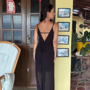 Vestido longo preto com fenda – Infinite – tam P