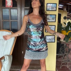 Vestido Curto com Paetês e Flores - Limelight - tam P