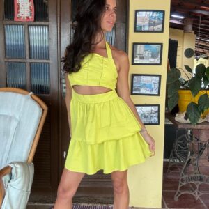 Vestido Amarelo Lima com Recorte – Ste Fashion – tam M