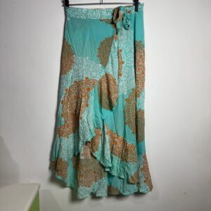 Saia Azul Estampada Transpassada – Feranda – tam G