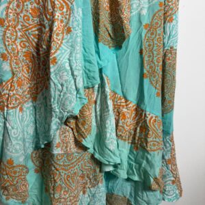 Saia Azul Estampada Transpassada – Feranda – tam G