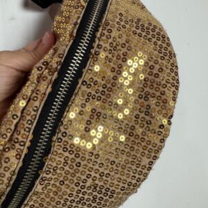 Pochete Transpassada Dourada com Paetês