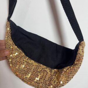 Pochete Transpassada Dourada com Paetês