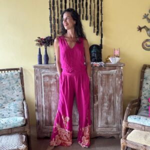 Conjunto Colete / Cropped e Calça Pantalona Floral – Felipa C de Yanarico – tam M