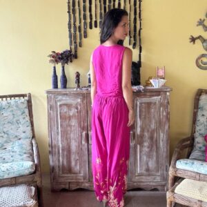 Conjunto Colete / Cropped e Calça Pantalona Floral – Felipa C de Yanarico – tam M