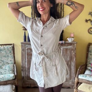 Vestido Nude com Cinto de amarrar – Oito e Trezes – tam 38