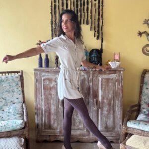 Meia-calça Rendada Marrom Escura Grossa