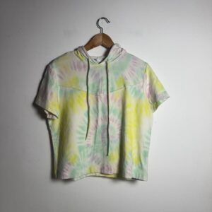 Blusa Tie-Dye com Capuz e Cordão – Rosa Fina – tam M