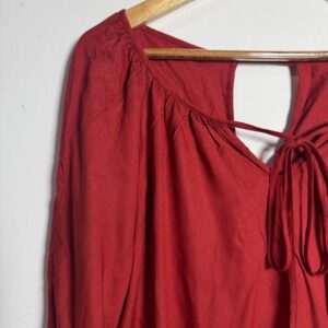 Camisa Terracota com Amarração Frontal Manga Comprida – tam G