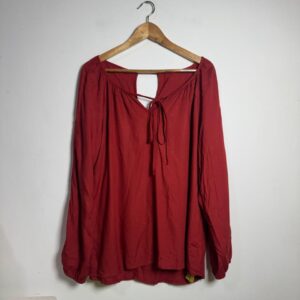 Camisa Terracota com Amarração Frontal Manga Comprida – tam G