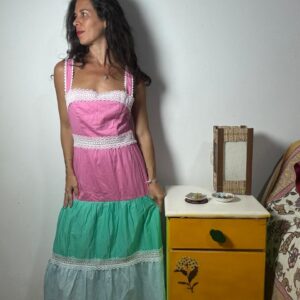 Vestido Midi Tricolor com Renda – Lacvert – tam P