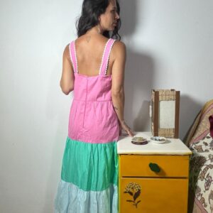 Vestido Midi Tricolor com Renda – Lacvert – tam P