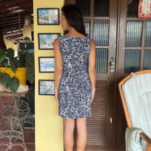 Vestido Curto Estampa Abstrata Azul com Cinto – Barred’s – tam 38