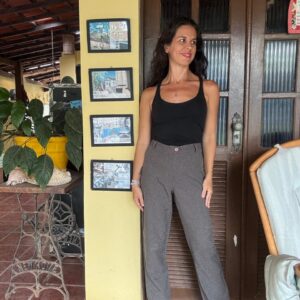 Calça Reta Cinza Alfaiataria Mescla Social - tam 38