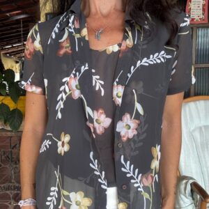 Conjunto Blusa e Sobreposição Estampados com Transparência - Camerata - tam P