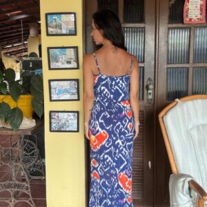 Vestido Longo Azul Estampa Étnica – Siberian – tam 38