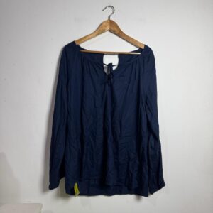 Blusa Manga Longa Azul Marinho Detalhe Amarração - tam G