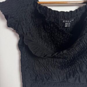 Blusa Cropped Preta Texturizada – Zinzane – tam G