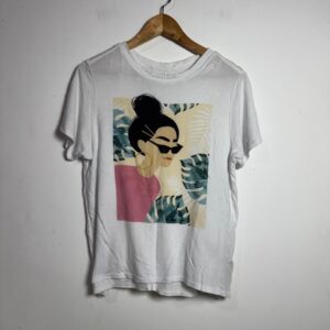 Camiseta Branca Estampa Feminina Tropical - C&A - tam M