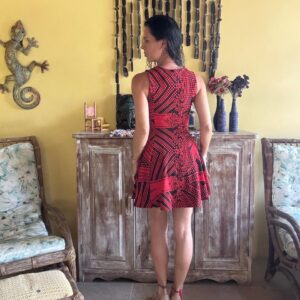 Vestido Estampado Vermelho e Preto – Limone – tam P