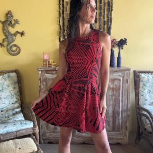 Vestido Estampado Vermelho e Preto – Limone – tam P