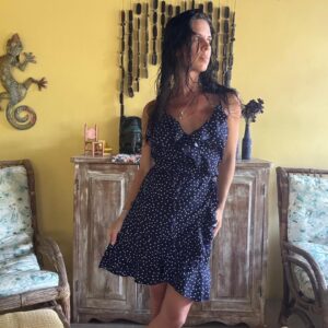 Vestido Azul Poá Branco – Shein – tam M