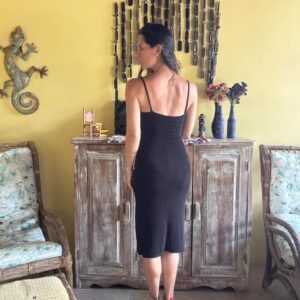 Vestido Midi Preto com Fenda – tam 38 / 40