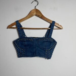 Top Cropped Jeans com Tachas - Forever21 - tam P