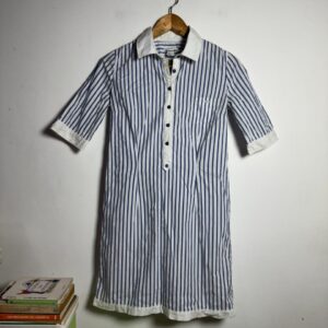 Vestido Chemise Listrado Azul Branco – Lacoste – tam 36