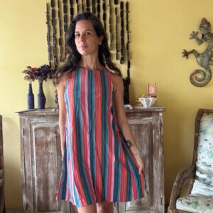 Vestido Listrado Colorido - Hering - tam P