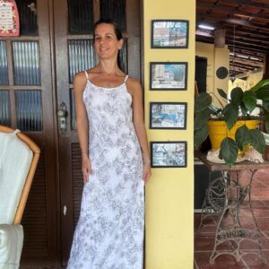 Vestido Longo Estampa Floral Minimalista - tam P