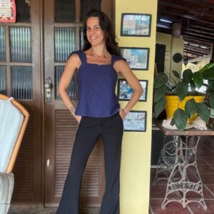 Calça Preta com Faixa Lateral Brilhante com Paetês – Bobô Black – tam 36