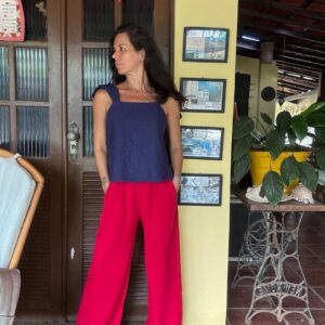 Calça Pantalona Vermelha Vibrante - tam G