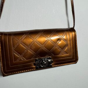 Bolsa Carteira Metalizada Bronze Vintage