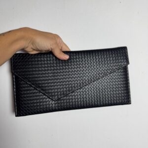 Bolsa Carteira Preta Texturizada Envelope