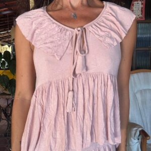 Vestido Curto Rosa Claro com Babados - Cabocla - tam P