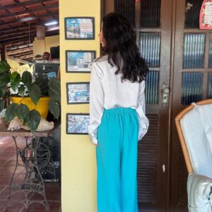 Calça Pantalona Turquesa Cintura Alta – Duna – tam G