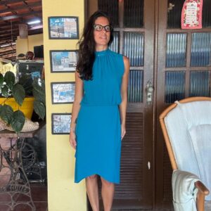 Conjunto Midi Turquesa Gola Alta - Cumplice - tam 40