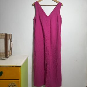 Vestido Longo Decote V Rosa – Aisla – tam M