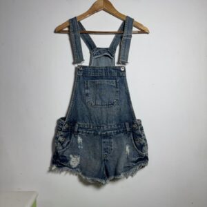 Jardineira Curta Jeans Estonada – Bluesteel – tam P