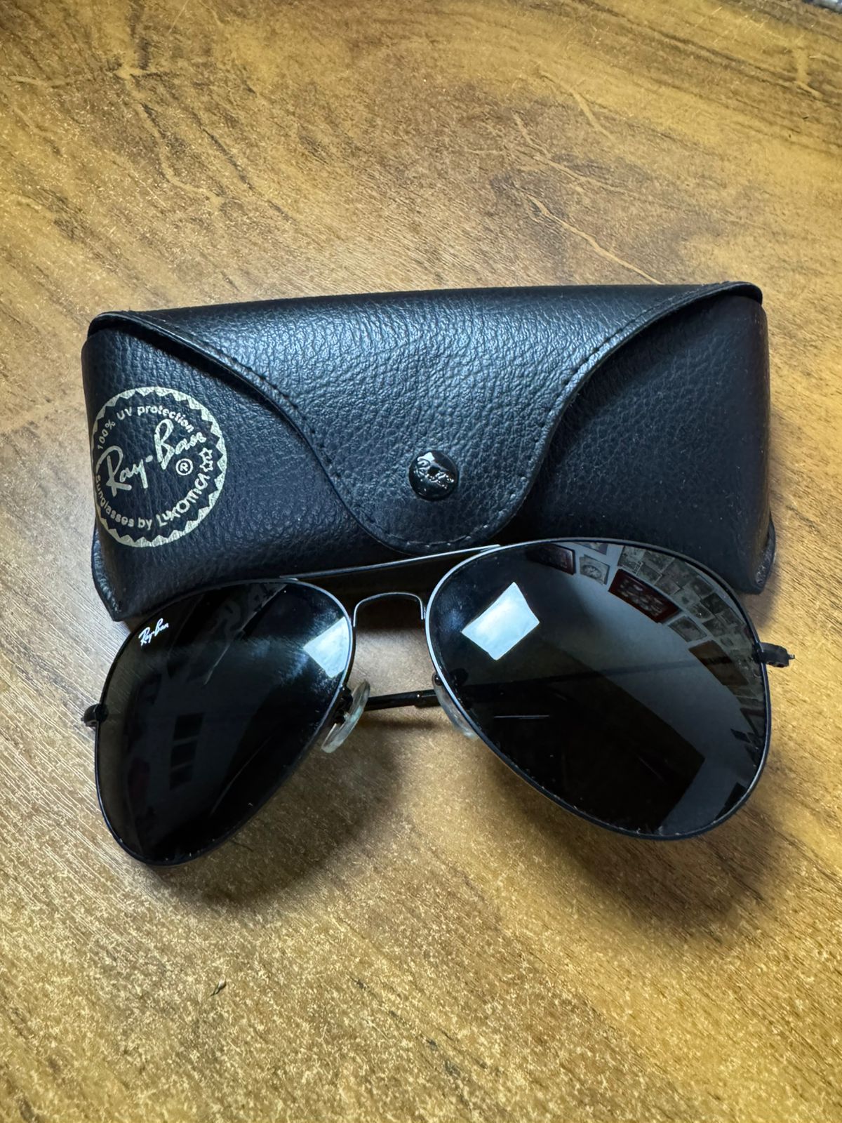 Óculos Escuros de Sol Aviador Preto com capa - Ray Ban *ORIGINAL*