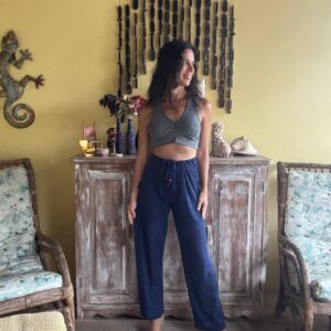 Calça Azul com Transparência - Beatriz - tam U