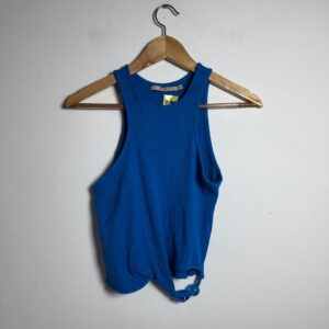 Cropped Azul Marinho Decote Quadrado - Open - tam G