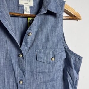 Camisa Sem Manga Azul Botões – Forever 21 – tam P