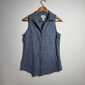 Camisa Sem Manga Azul Botões - Forever 21 - tam P