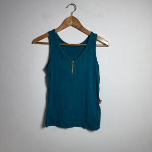 Blusa Regata Verde Petróleo com Zíper - Impactual - tam M