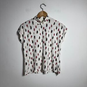 Blusa Branca Estampada Gola Alta - tam M