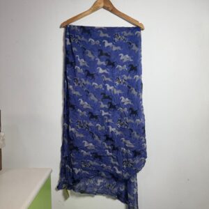 Lenço Estampado Cavalos Azul