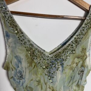 Blusa Regata Floral Transparente com Bordados – Claudia Simões – tam M